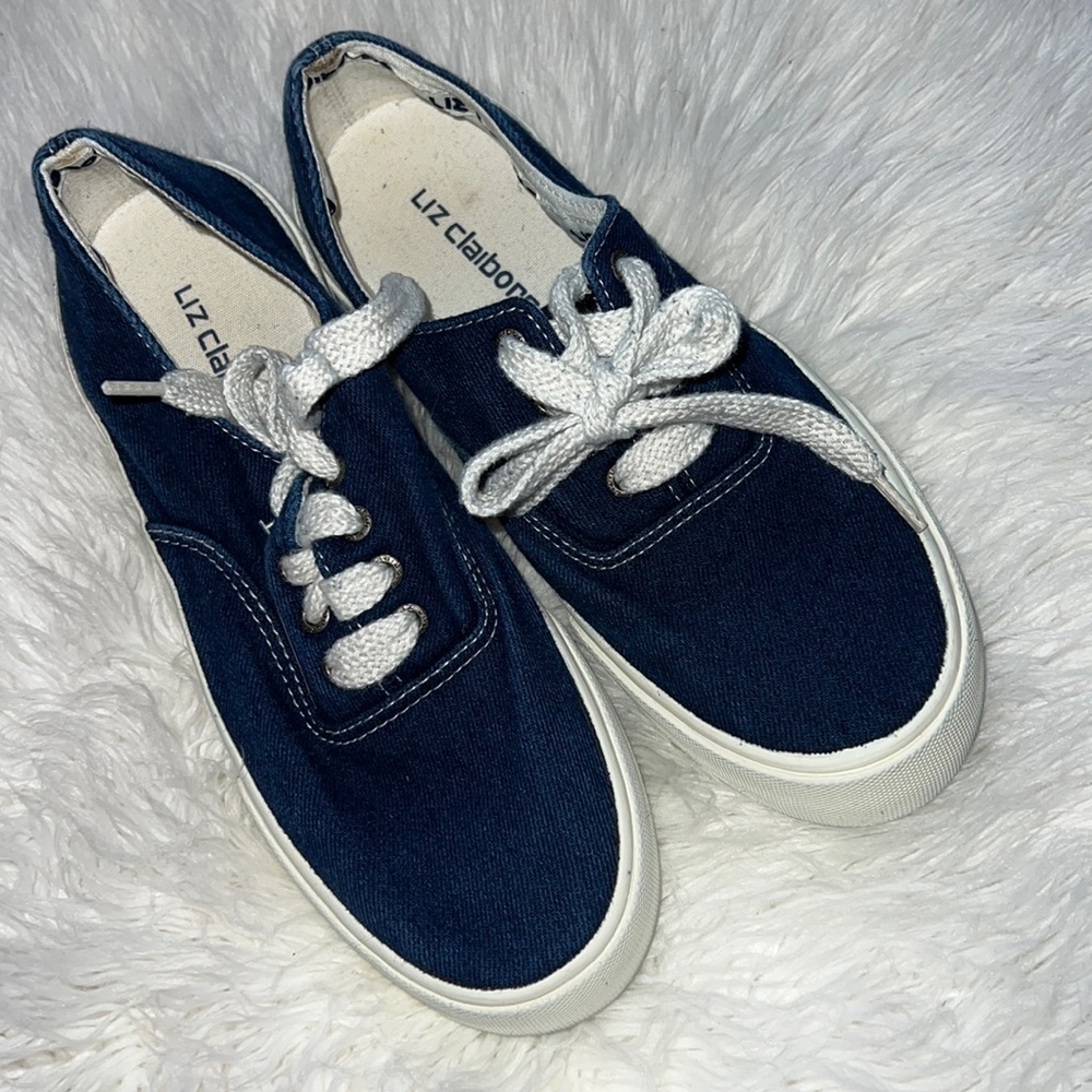 Authentic Liz Claiborne Canvas Navy Blue Sneakers 6.5